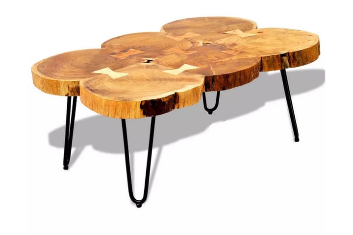 Sohvapöytä 35 cm 6 puunrunkolevyä Kiinteä seesampuu - Ruskea - Sohvapöytä