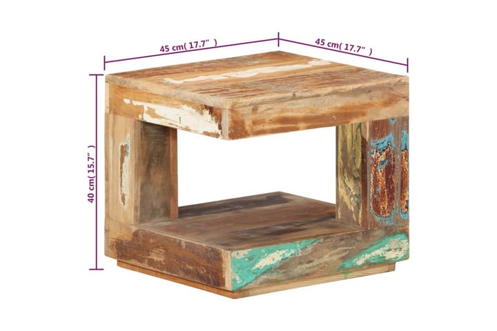 Sohvapöytä 45x45x40 cm kierrätetty täyspuu - Ruskea - Sohvapöytä