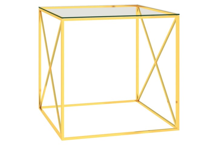 Sohvapöytä 55x55x55 cm Ruostumaton teräs/Lasi - Kulta - Sohvapöytä