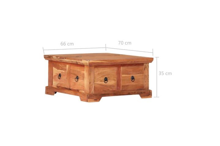 Sohvapöytä 66x70x35 cm täysi akaasiapuu - Ruskea - Sohvapöytä