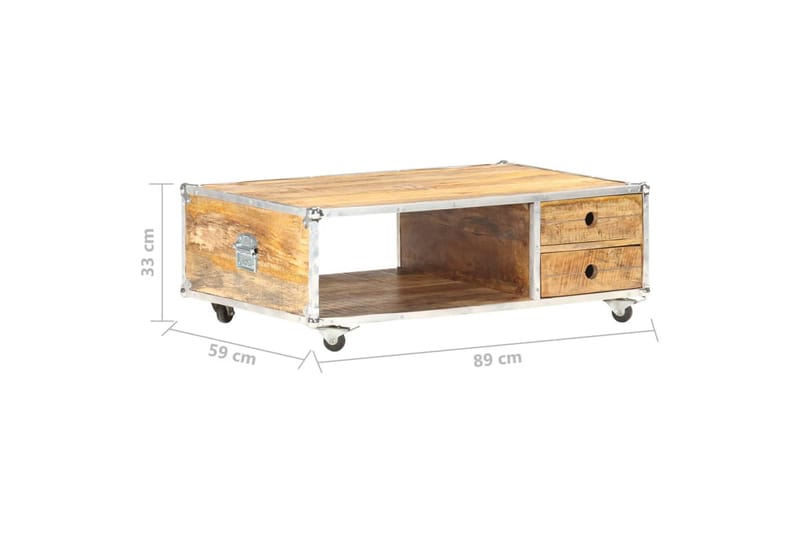 Sohvapöytä 89x59x33 cm täysi karkea mangopuu - Ruskea - Huonekalut - Pöytä & ruokailuryhmä - Sohvapöytä