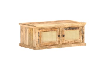 Sohvapöytä 90x50x35 cm täysi mangopuu ja luonnonruoko - Ruskea - Huonekalut - Pöytä & ruokailuryhmä - Sohvapöytä