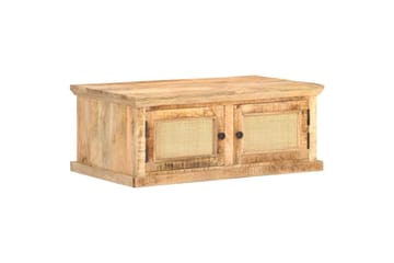Sohvapöytä 90x50x35 cm täysi mangopuu ja luonnonruoko - Ruskea - Huonekalut - Pöytä & ruokailuryhmä - Sohvapöytä