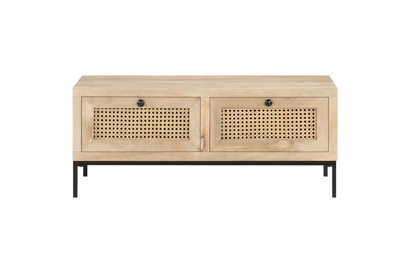Sohvapöytä 90x50x37 cm täysi mangopuu ja luonnonruoko - Huonekalut - Pöytä & ruokailuryhmä - Sohvapöytä