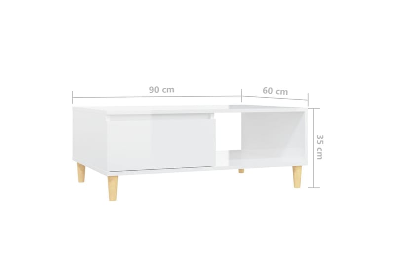 Sohvapöytä 90x60x35 cm - Valkoinen Korkeakiilto - Huonekalut - Pöytä & ruokailuryhmä - Sohvapöytä