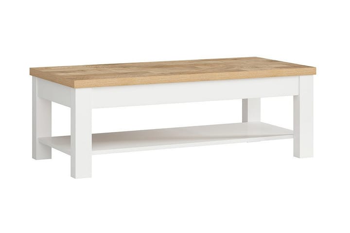 Sohvapöytä Agordo 130 cm Säilytyksellä Hylly - Valkoinen/Luonnonväri - Sohvapöytä