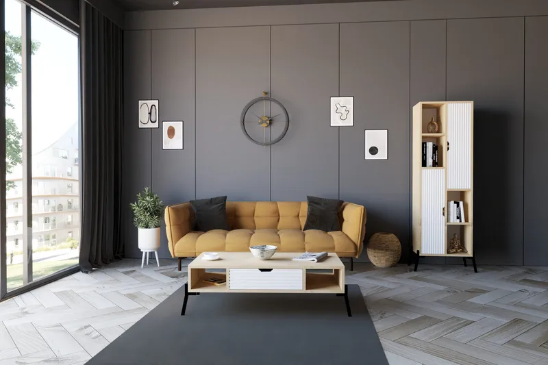 Sohvapöytä Aizpute 100x28,2x100 cm - Sininen - Huonekalut - Pöytä & ruokailuryhmä - Sohvapöytä