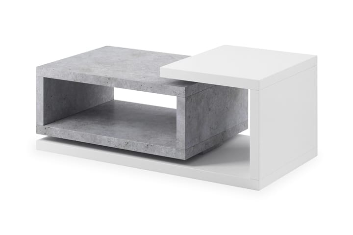 Sohvapöytä Albarado 120 cm Säilytyksellä Hylly - Valkoinen/Betoninharmaa - Sohvapöytä