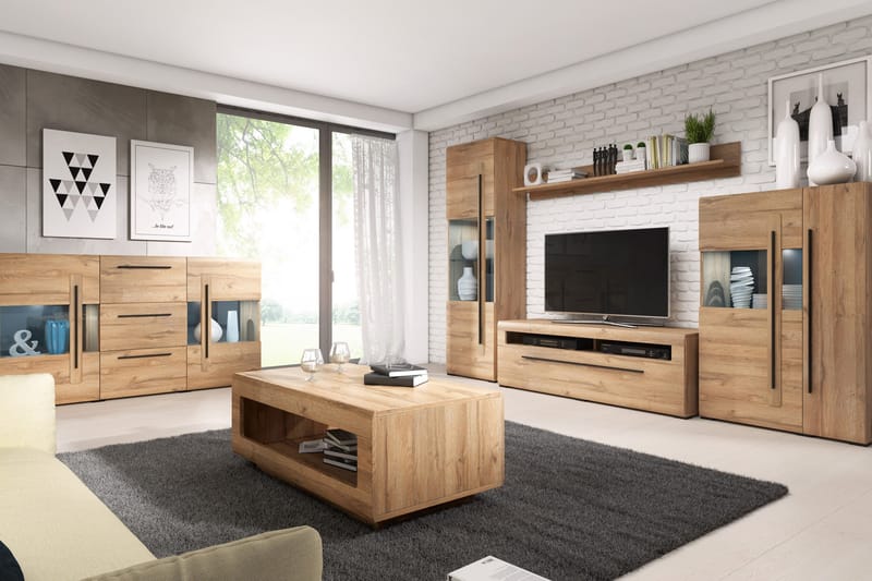 Sohvapöytä Albertie 110 cm Säilytyksellä Hylly - Puu/Luonnonväri - Huonekalut - Pöytä & ruokailuryhmä - Sohvapöytä