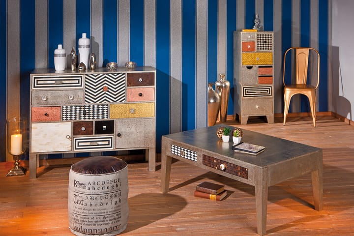 Sohvapöytä Alexus 110 cm Säilytyksellä laatikot - Mango/Vaaleanharmaa - Sohvapöytä säilytystilalla - Sohvapöytä