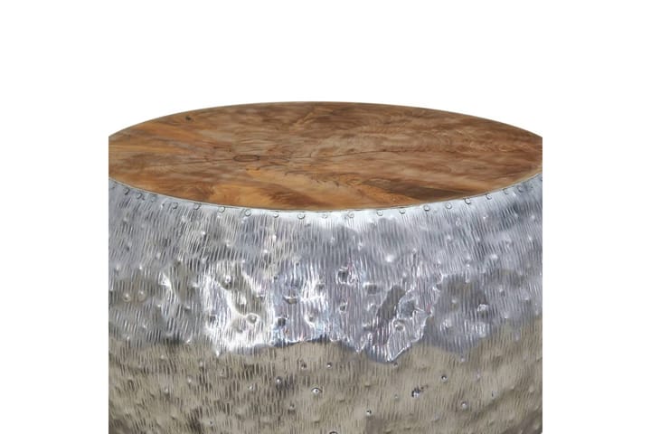 Sohvapöytä Alumiini tiikki 60x60x30 cm - Hopea - Sohvapöytä
