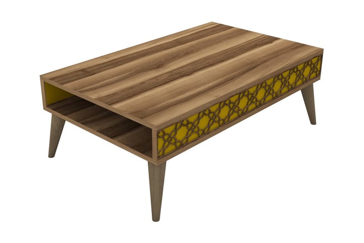Sohvapöytä Amtorp 105 cm Säilytyksellä Hylly Ketjukuvio - Ruskea/Keltainen - Sohvapöytä