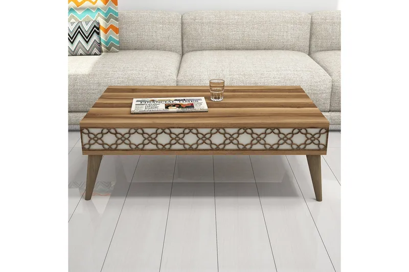 Sohvapöytä Amtorp 105 cm Säilytyksellä Hylly Ketjukuvio - Ruskea/Kuvioitu - Huonekalut - Pöytä & ruokailuryhmä - Sohvapöytä