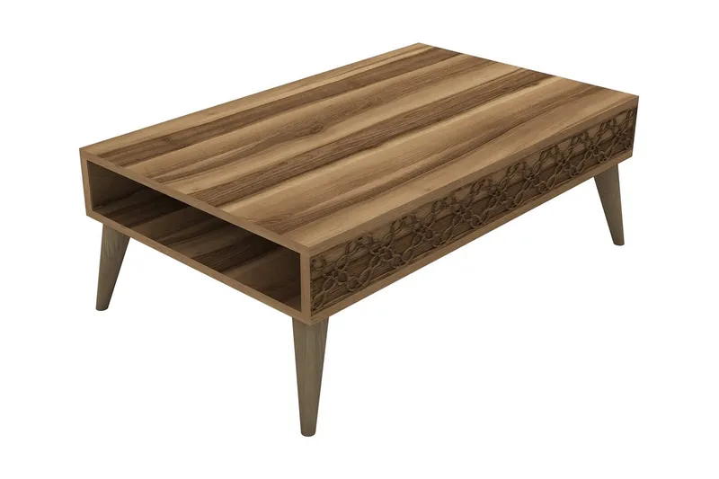 Sohvapöytä Amtorp 105 cm Säilytyksellä Hylly Ketjukuvio, Tummanruskea