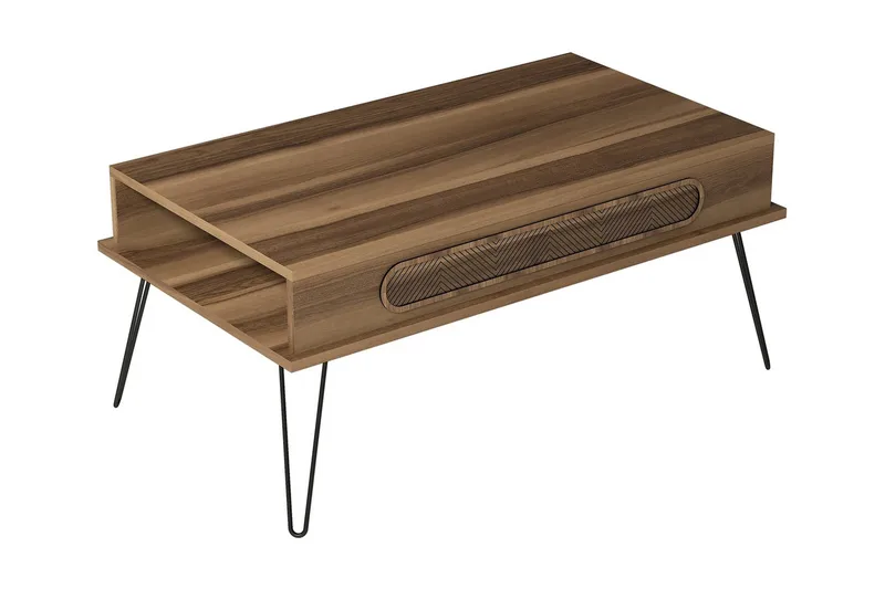 Sohvapöytä Amtorp 105 cm Säilytyksellä Hylly Kolmiokuvio, Ruskea