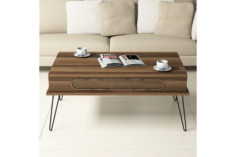 Sohvapöyt ä Amtorp 105 cm Säilytyksellä Hylly Kolmiokuvio - Ruskea - Huonekalut - Pöytä & ruokailuryhmä - Sohvapöytä