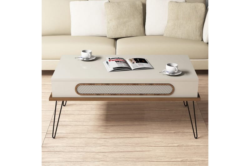 Sohvapöytä Amtorp 105 cm Säilytyksellä Hylly Kolmiokuvio - Ruskea/Valkoinen - Huonekalut - Pöytä & ruokailuryhmä - Sohvapöytä