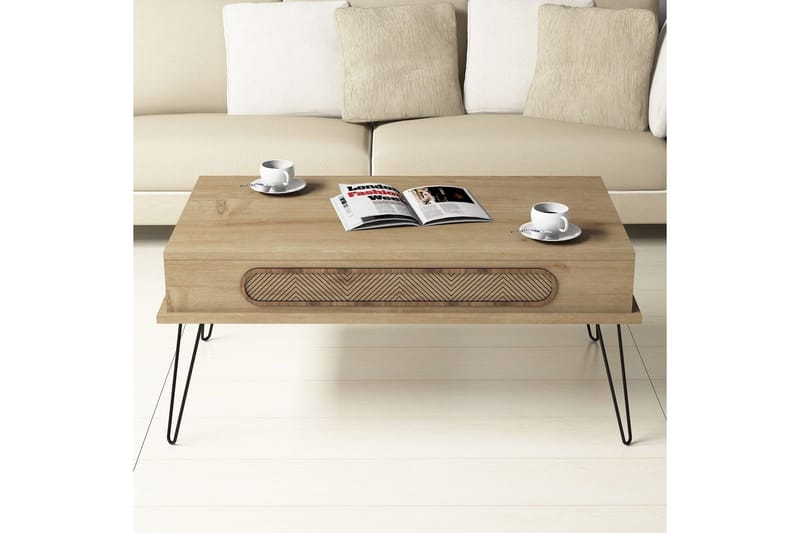 Sohvapöytä Amtorp 105 cm Säilytyksellä Hylly Kolmiokuvio - Vaaleanruskea - Huonekalut - Pöytä & ruokailuryhmä - Sohvapöytä