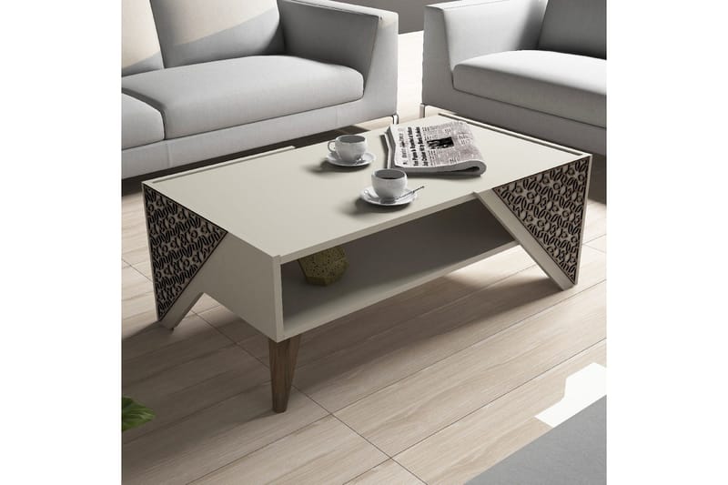 Sohvapöytä Amtorp 105 cm Säilytyksellä Hylly Kukkakuvio - Valkoinen - Huonekalut - Pöytä & ruokailuryhmä - Sohvapöytä