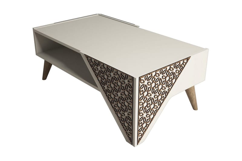 Sohvapöytä Amtorp 105 cm Säilytyksellä Hylly Kukkakuvio - Valkoinen - Huonekalut - Pöytä & ruokailuryhmä - Sohvapöytä