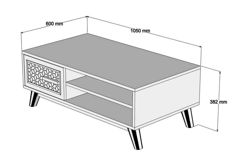 Sohvapöytä Amtorp 105 cm Säilytys 2 hyllyä+kaappi Timantti - Ruskea/Keltainen/Tammi - Sohvapöytä