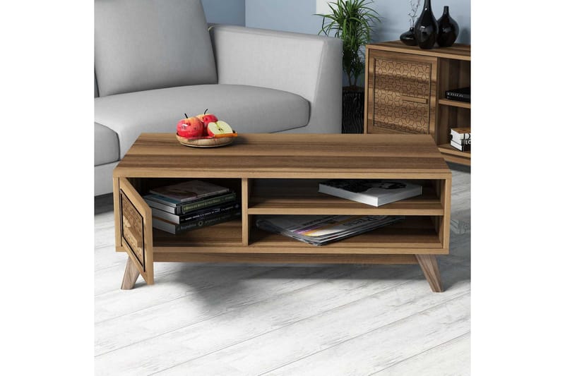 Sohvapöytä Amtorp 105 cm Säilytys 2 hyllyä+kaappi Timantti - Ruskea/Luonnonväri - Huonekalut - Pöytä & ruokailuryhmä - Sohvapöytä