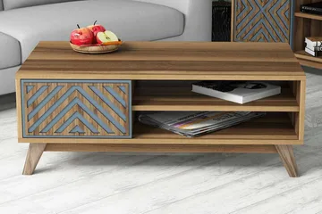 Sohvapöytä Amtorp 105 cm Säilytys 2 hyllyä Linjer+kaappi