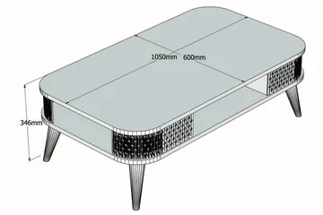 Sohvapöytä Amtorp 105 cm Säilytys Hylly Pyöristetyt kulmat - Valkoinen/Ruskea/Tammi - Huonekalut - Pöytä & ruokailuryhmä - Sohvapöytä - Sohvapöytä säilytystilalla