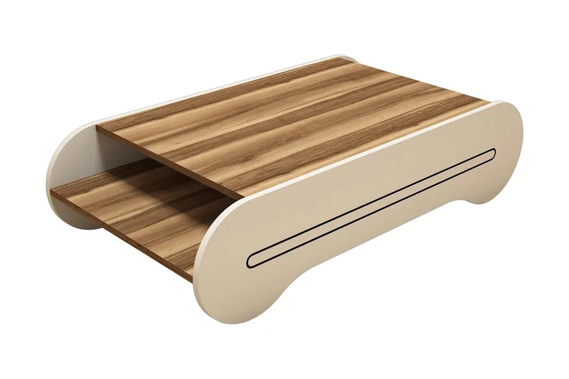 Sohvapöytä Amtorp 120 cm Säilytyksellä Hylly, Ruskea/Kermanvalkoinen