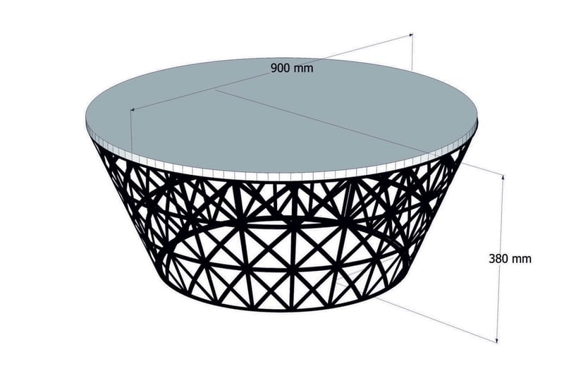 Sohvapöytä Amtorp 90 cm Pyöreä Kartiomainen - Valkoinen/Musta - Huonekalut - Pöytä & ruokailuryhmä - Sohvapöytä