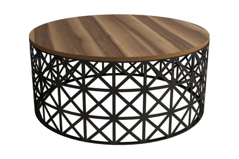 Sohvapöytä Amtorp 90 cm Pyöreä, Ruskea/Musta