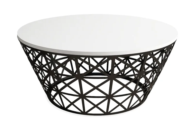 Sohvapöytä Amtorp 90 cm Pyöreä Kartiomainen, Valkoinen/Musta