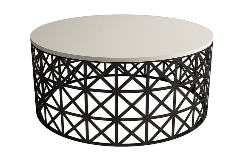 Sohvapöytä Amtorp 90 cm Pyöreä, Kermanvalkoinen/Musta