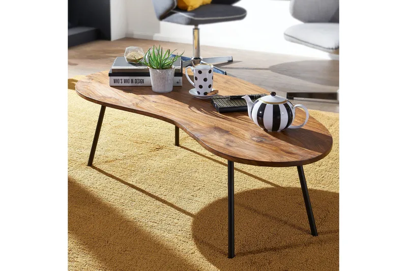 Sohvapöytä Arby 122 cm Munuaisenmuotoinen - Massiivi Puu/Musta - Huonekalut - Pöytä & ruokailuryhmä - Sohvapöytä