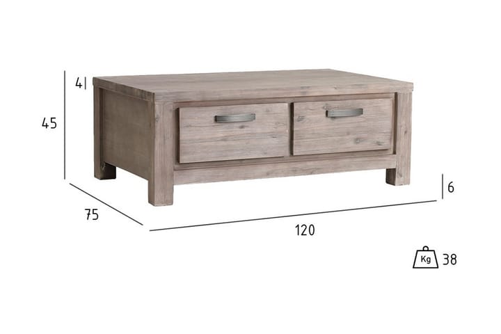 Sohvapöytä Arktis 120 cm Säilytyksellä 2 laatikkoa - Akaasia - Sohvapöytä
