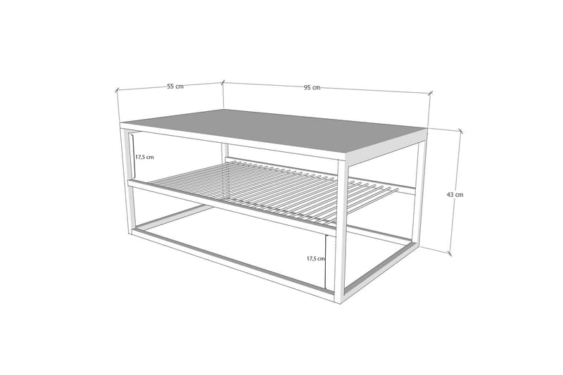 Sohvapöytä Asude 95 cm Säilytyksellä Hylly - Luonnonväri/Musta - Sohvapöytä