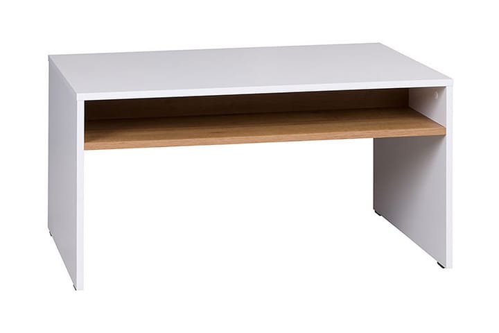 Sohvapöytä Awena 90 cm Säilytyksellä Hylly - Valkoinen/Tammenväri - Sohvapöytä