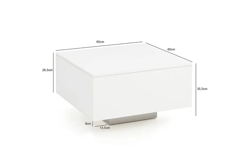 Sohvapöytä Bacarri 60 cm Säilytyksellä - Valkoinen - Huonekalut - Pöytä & ruokailuryhmä - Sohvapöytä