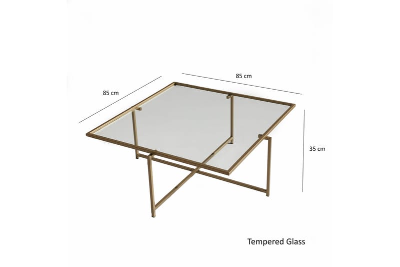 Sohvapöytä Bahata 85x35x85 cm - Kulta - Sohvapöytä