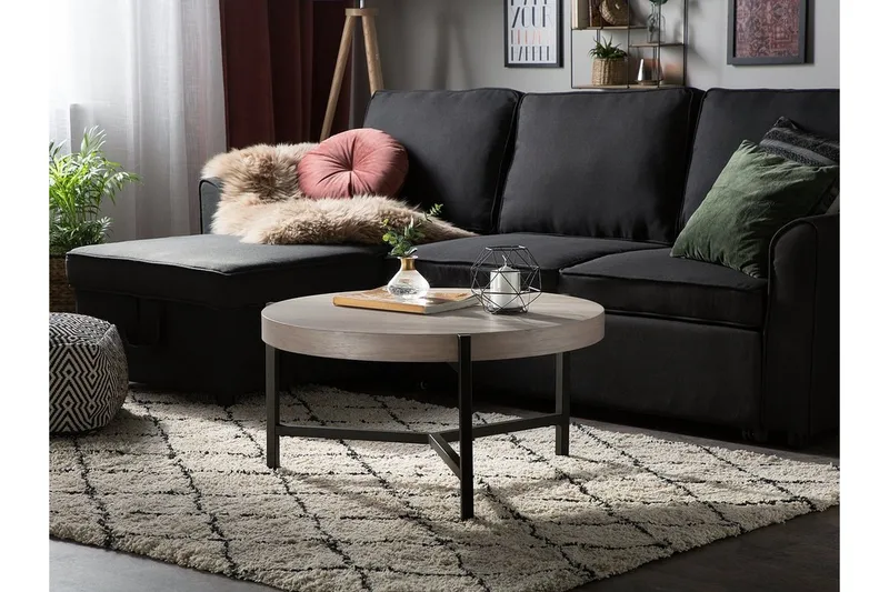 Sohvapöytä Baneira 80 cm Pyöreä, Ruskeanharmaa/Musta