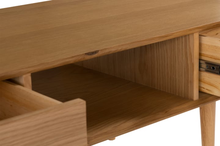 Sohvapöytä Barke 110 cm Säilytys Hylly+Laatikko Massiivitamm - Ruskea - Sohvapöytä