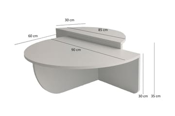 Sohvapöytä Barney 90x30x90 cm Soikea - Valkoinen - Huonekalut - Pöytä & ruokailuryhmä - Sohvapöytä