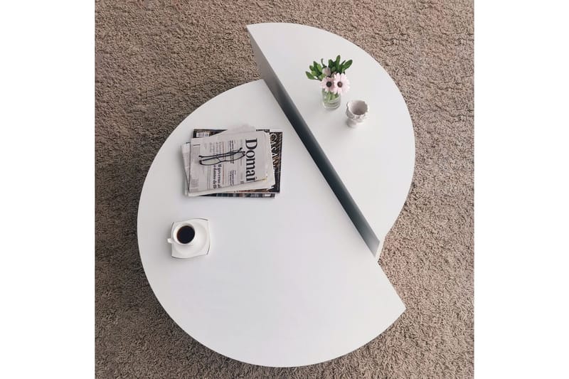 Sohvapöytä Barney 90x30x90 cm Soikea - Valkoinen - Huonekalut - Pöytä & ruokailuryhmä - Sohvapöytä