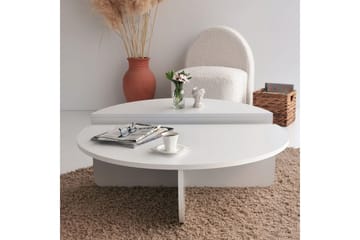 Sohvapöytä Barney 90x30x90 cm Soikea - Valkoinen - Huonekalut - Pöytä & ruokailuryhmä - Sohvapöytä