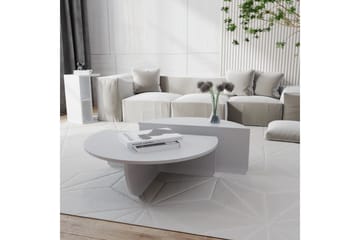 Sohvapöytä Barney 90x30x90 cm Soikea - Valkoinen - Huonekalut - Pöytä & ruokailuryhmä - Sohvapöytä