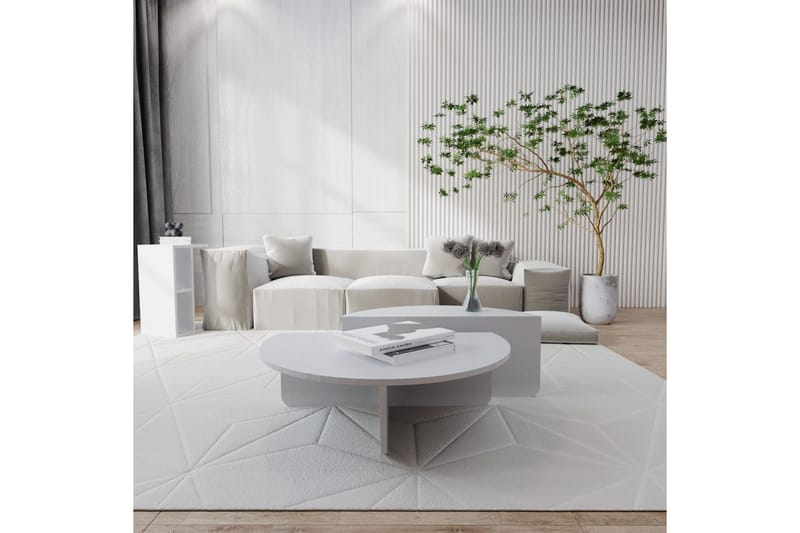Sohvapöytä Barney 90x30x90 cm Soikea - Valkoinen - Huonekalut - Pöytä & ruokailuryhmä - Sohvapöytä