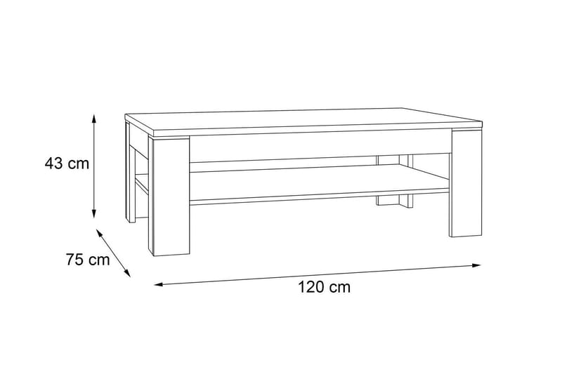 Sohvapöytä Belaugh 120 cm Säilytyksellä Hylly - Ruskea/Musta - Sohvapöytä