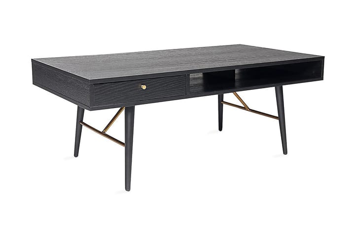 Sohvapöytä Berdorf 115 cm Säilytyksellä Laatikko+Hylly - Musta/Kupari - Sohvapöytä