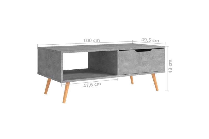 Sohvapöytä betoninharmaa 100x49,5x43 cm lastulevy - Harmaa - Huonekalut - Pöytä & ruokailuryhmä - Sohvapöytä