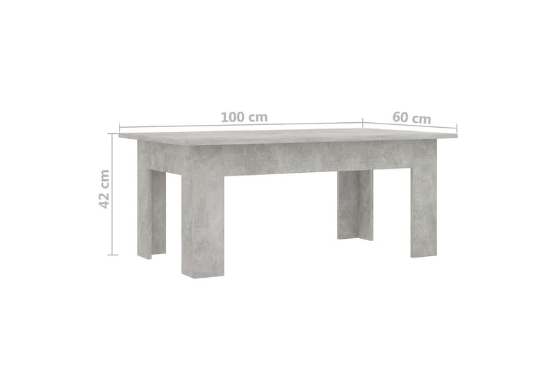 Sohvapöytä betoninharmaa 100x60x42 cm lastulevy - Harmaa - Huonekalut - Pöytä & ruokailuryhmä - Sohvapöytä